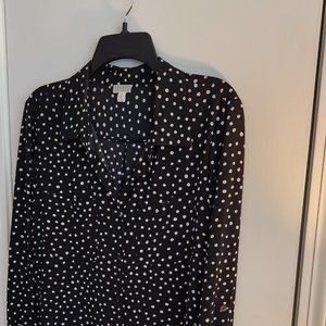 Black with white polka dot blouse size large Spence Label,size Large